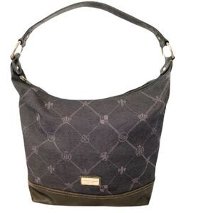 Tommy Hilfiger Retro Navy Canvas Shoulder Bag With Vegan Leather Trim